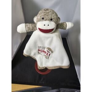 Baby Starters Sock Monkey Lovey Little Monkey Big Smiles Rattle Security U1